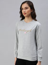 Women's Grey Solid SweatShirt-AN-10-Grey