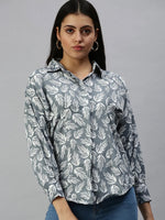 Women's Grey Printed Shirt-AE-10199-Grey