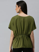 Women's Striped Olive Top-AE-10279-Olive