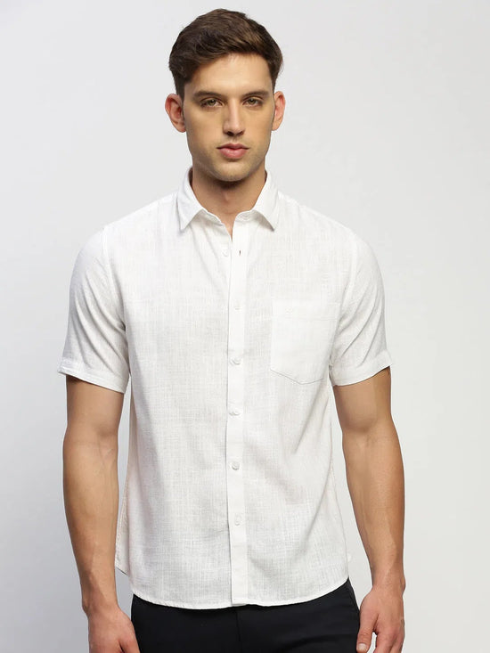 Men White Solid Shirt-BRION-1806-White