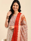 Women's Peach Printed Kurta Set-SKC-920-Peach