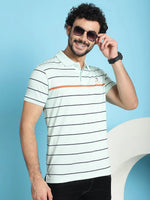 Venitian Men Printed Polo Neck Cotton Mint T-Shirt