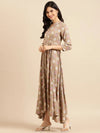 Women's Beige Printed Anarkali Kurta-ON-537-Beige