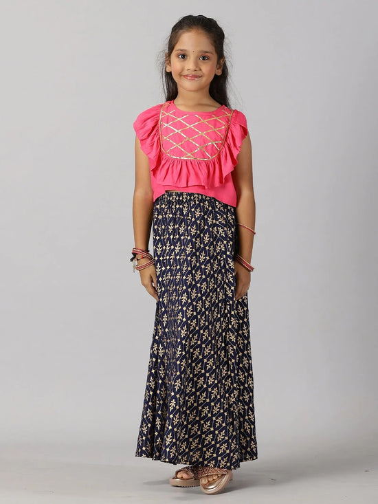 Girls Ethnic Ruffle Choli & Lehenga set-AW23GEST084001