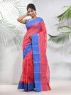 Crimson Red Pure Cotton Tant Saree With Woven Designs-MA51TT43480100