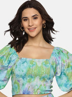 Floral Multicolor Smocking Crop Top-17321