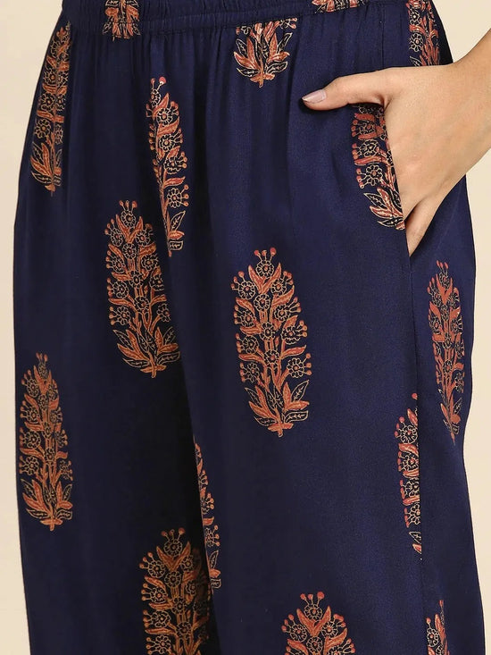 Kurta Pyajama with gota work in Navy Print