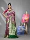 Purple Silk Banarasi Saree With Zari Woven Floral And Paisley Designs-MA52BSL441050054