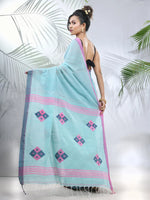 Sea Green Cotton Saree With Stripes Pattern-MA56CH33880043