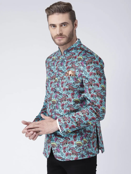 Hangup Men Standard Printed Men Formalwear-D505ButtonBlazer