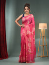 Pink Blended Silk Handwoven Saree With Paisley Border-MA50BSL34710006