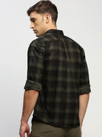 Men Green Checked Shirt-CLEON-1799-Green