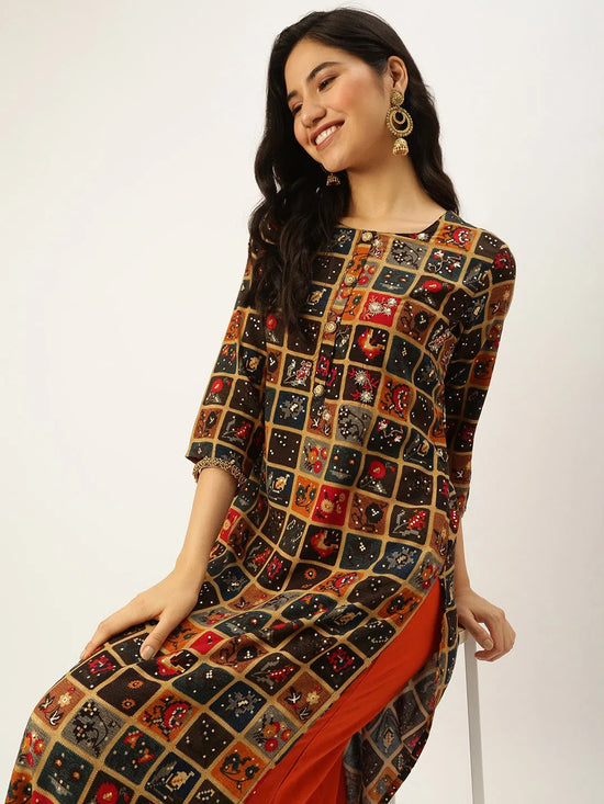 Women's Multicolour Printed Straight Kurtas-GW-2680-Multi