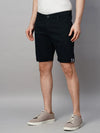 Genips Men's Navy Cotton Lycra Slim Fit Shorts