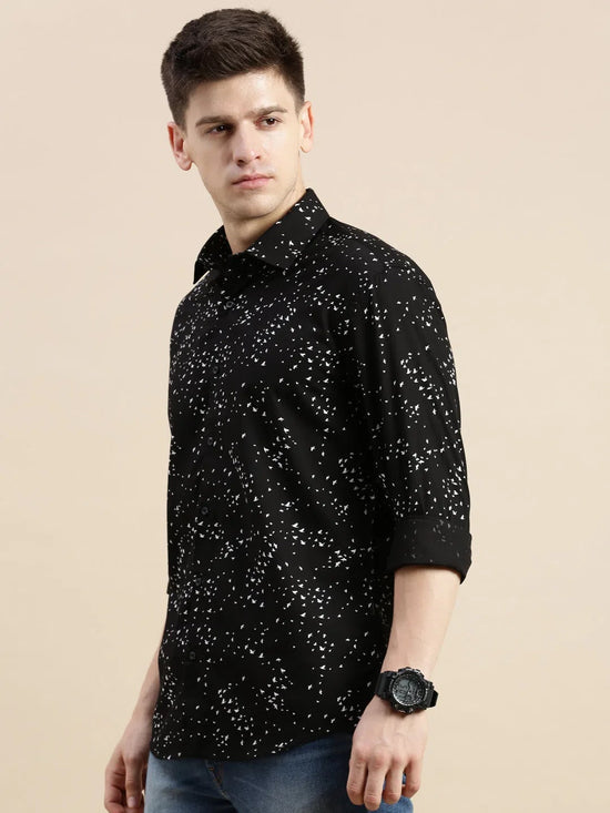 Men Black Graphics Casual Shirt-DAITON-3460-Black