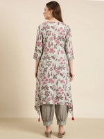 Women A-Line Grey Floral Kurta and Patiala Set-BC-SK-1925-Grey