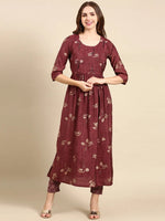 Women's Violet Printed Kurta Set-SKC-989-Violet