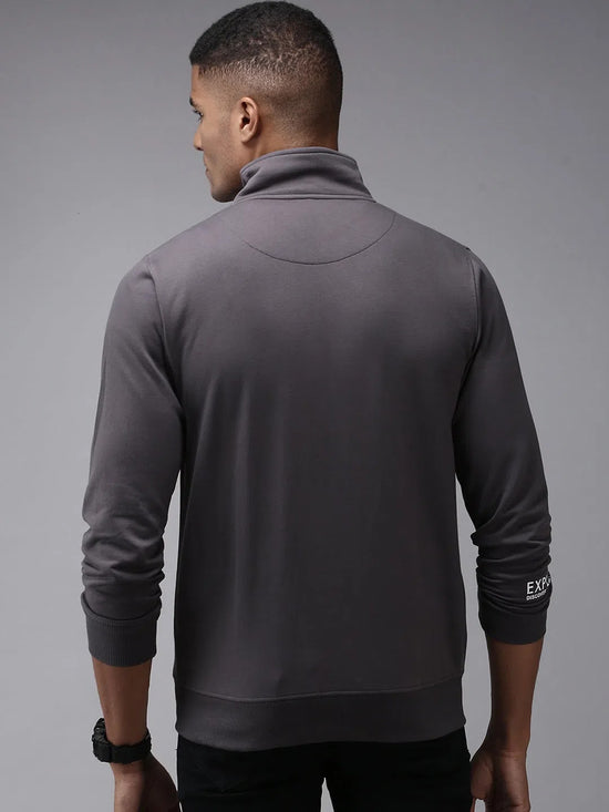 Men Grey Solid Sweatshirt-OTSS-31-Grey