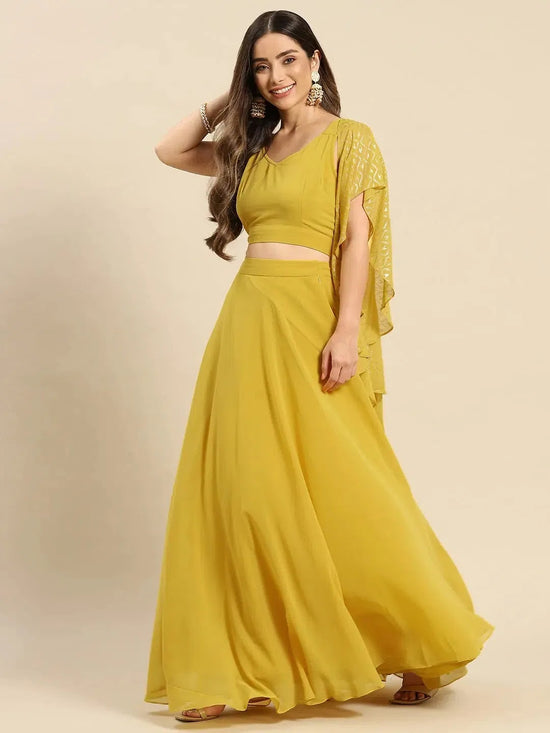 Flared skirt with crop top in Yellow