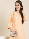 Women Peach Striped Straight Kurta-RA-017-Peach