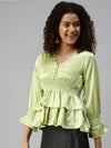 Women's Solid Green Top-AE-10227-Green