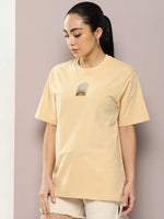 Dillinger Beige Graphic Oversized T-Shirt-WMNCR492BGE-XS