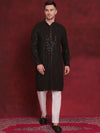 Men's Sequins Chikankari Embroidered Kurta with Pyjama.-JOKP-P-5024Olive