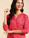 Women's Pink Printed Straight Kurta-GW-500-10-Pink