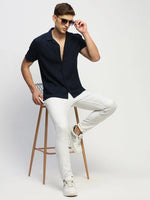 Men Navy Solid Shirt-AANYA-1684-Navyblue