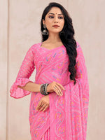 Saree Mall Women's Chiffon Pink Printed Designer Saree With Blouse Piece-STAR26002C