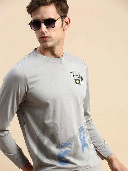 Men Grey Printed Casual Sweatshirt-BP-1447-Grey