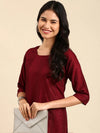 Women's Red Embroidered Kurta Set-SKC-837-Burgundy