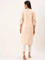 Women's Peach Solid Straight Kurta-DF-1208-Peach