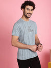 Venitian Men Printed Round Neck Grey Cotton Lycra T-Shirt