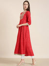 Women Red Floral Anarkali Kurta-RF-010-Red