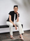 Women White Knit Bell Bottom Pants