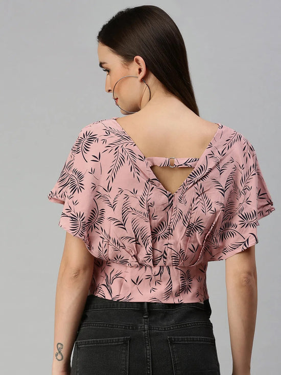 Women's Mauve Printed Crop Tops-AE-10184-Mauve