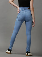 Women's Blue Solid Skinny Fit Denim Jeans-GZ-5281-1-Blue