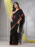 Black Linen Soft Saree-MA57LN331430037