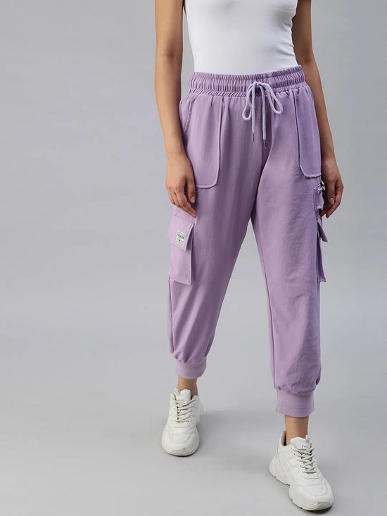 Women's Lavender Solid Joggers Track Pant-AF-1618-Lavender