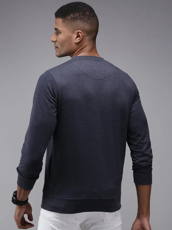 Men Blue Solid Sweatshirt-OTSS-16-Navyblue