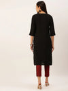 Women's Black Solid Straight Kurta-DF-1211-Black