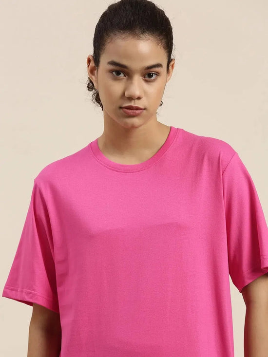 Dillinger Pink Solid Oversized T-Shirt-DLWOP001FSR-XS