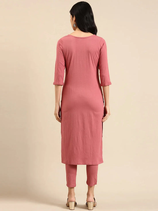 Women's Pink Solid Kurta Set-SKC-3310-Pink