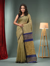 Beige Cotton Blend Handwoven Saree With Ghicha Pallu-MA50BCT06550104