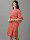 Women's Peach Solid Kaftan Dress-AE-156097-Peach