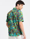 Men Spread Collar Abstract Green Casual Shirt-REVERIE-2113-Green