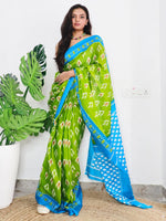 Saree Mall Women's Cotton Green Printed Designer Saree With Blouse Piece-MINAXI8008