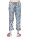 Smarty Pants Women's Silk Satin Dark Grey Goffy Print Night Suit