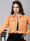 Women Orange Solid Denim Jacket-GZ-5599-Orange